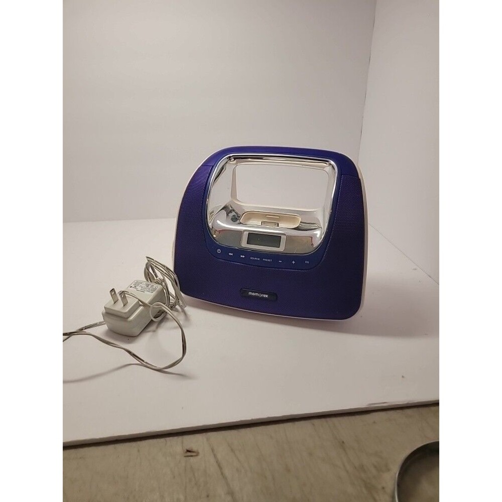 Memorex Blue MiniMove Boombox with iPod Attachment FM Radio Tested and Working